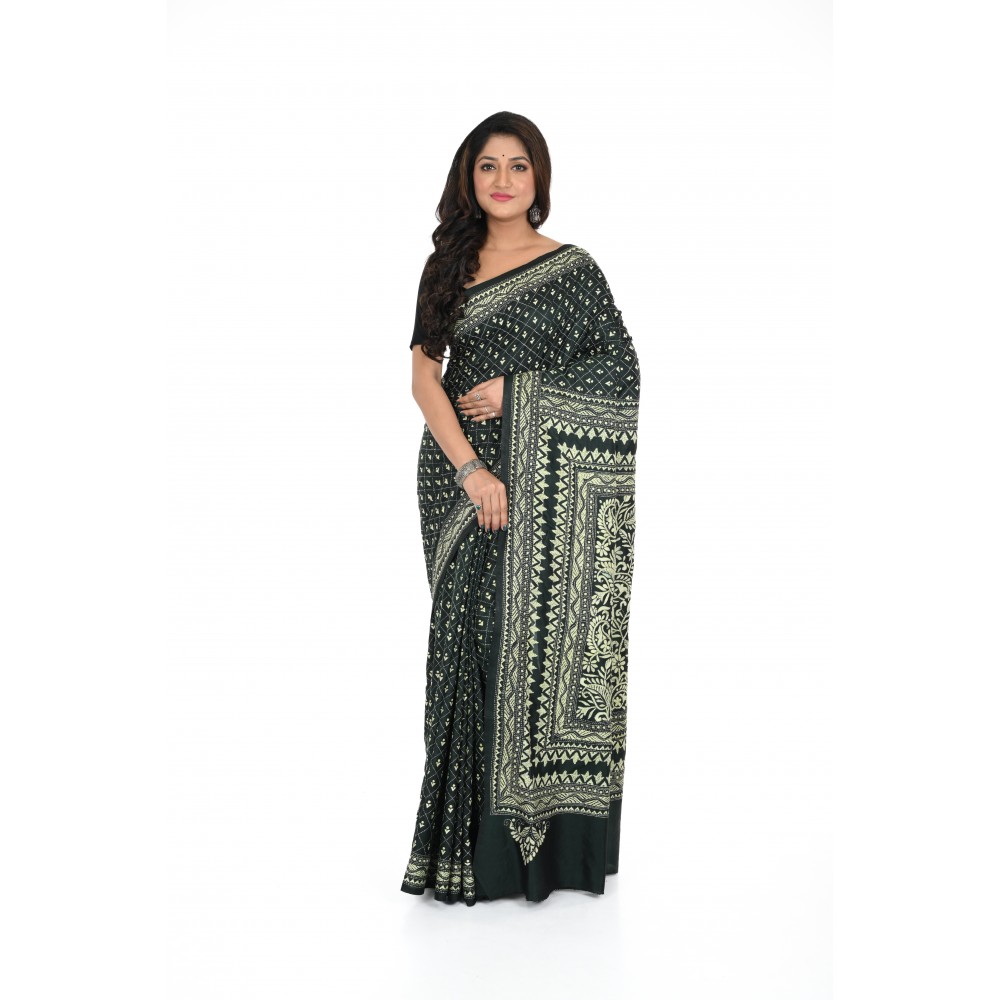 HANDWOVEN KANTHA STITCH SAREE
