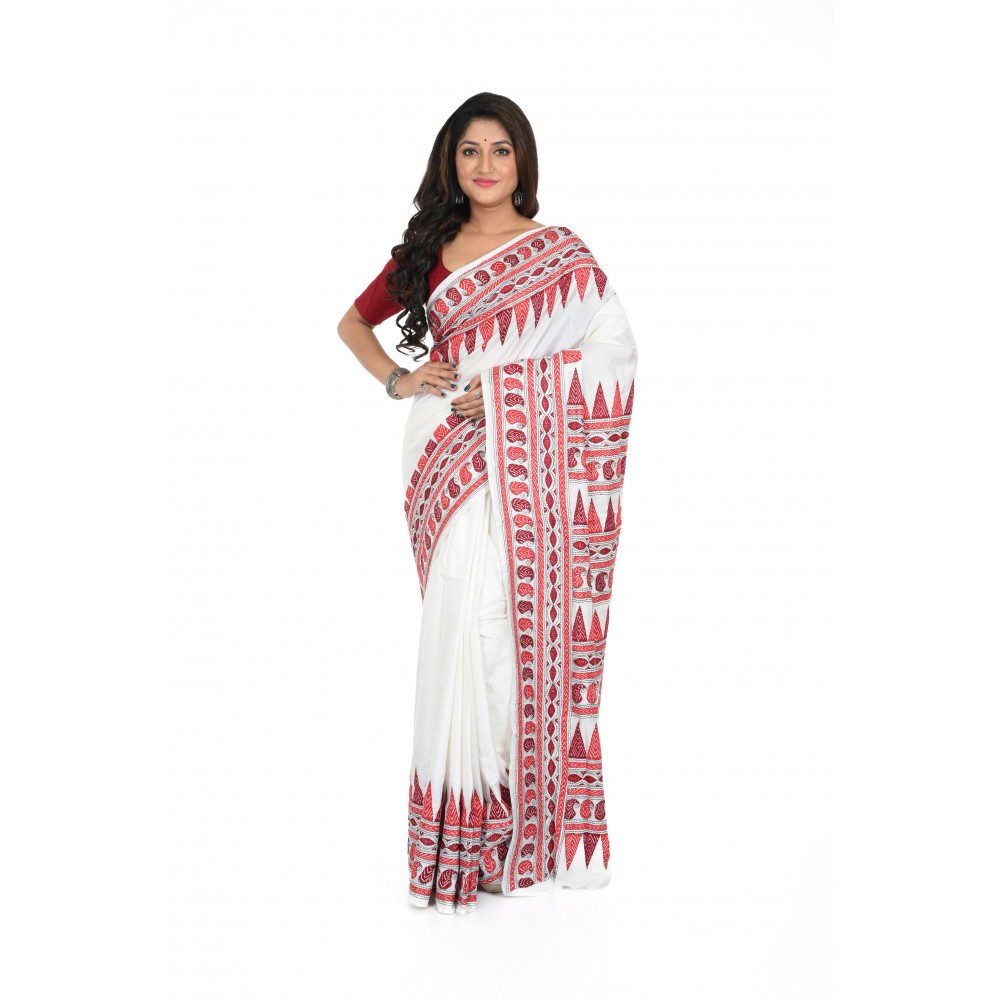 HANDWOVEN KANTHA STITCH SAREE