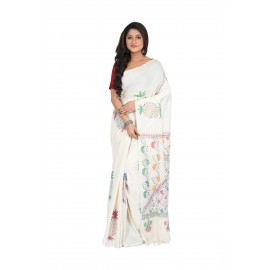 HANDWOVEN KANTHA STITCH SAREE
