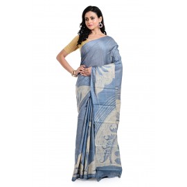Tantuja Handloom Tassar Hand Batick Silk Saree