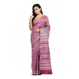 Tantuja Handloom Block Print Katan Silk Saree