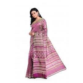 Tantuja Handloom Block Print Katan Silk Saree