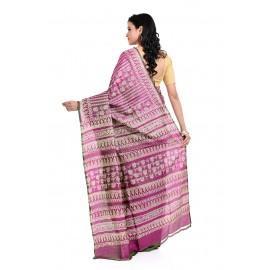 Tantuja Handloom Block Print Katan Silk Saree