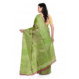 Tantuja Handloom Block Print Katan Silk Saree