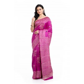 Tantuja Handloom Block Print Katan Silk Saree