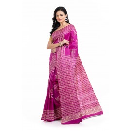 Tantuja Handloom Block Print Katan Silk Saree