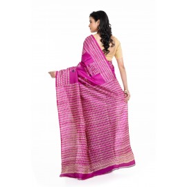 Tantuja Handloom Block Print Katan Silk Saree
