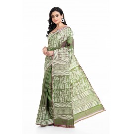 Tantuja Handloom Block Print Katan Silk Saree