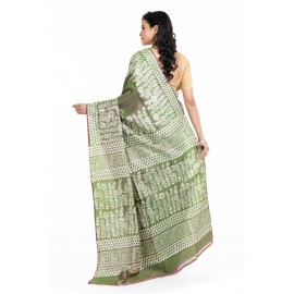Tantuja Handloom Block Print Katan Silk Saree
