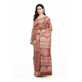 Tantuja Handloom Block Print Katan Silk Saree