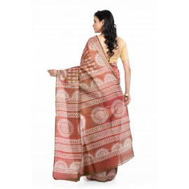 Tantuja Handloom Block Print Katan Silk Saree