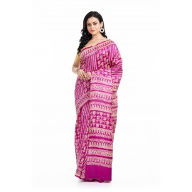 Tantuja Handloom Block Print Katan Silk Saree