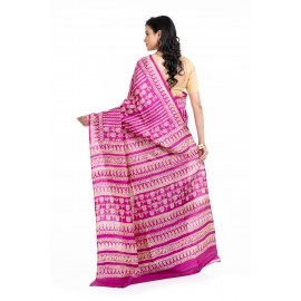 Tantuja Handloom Block Print Katan Silk Saree