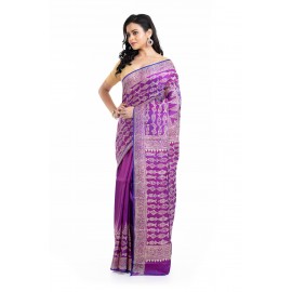 Tantuja Handloom Block Print Katan Silk Saree