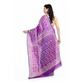 Tantuja Handloom Block Print Katan Silk Saree