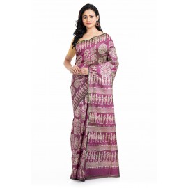 Tantuja Handloom Block Print Katan Silk Saree