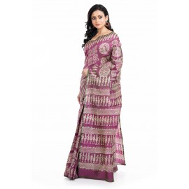 Tantuja Handloom Block Print Katan Silk Saree