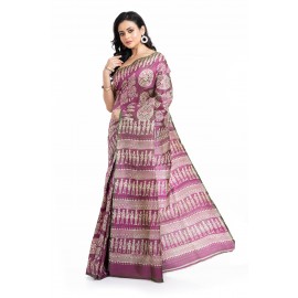 Tantuja Handloom Block Print Katan Silk Saree