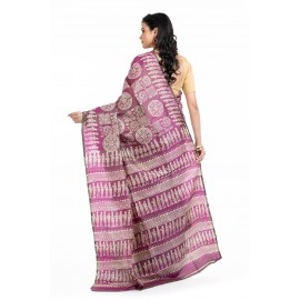 Tantuja Handloom Block Print Katan Silk Saree