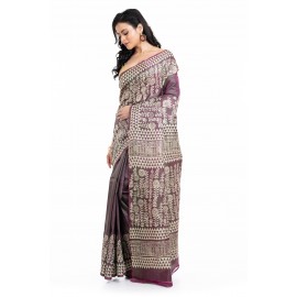 Tantuja Handloom Block Print Katan Silk Saree