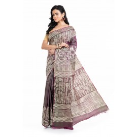 Tantuja Handloom Block Print Katan Silk Saree