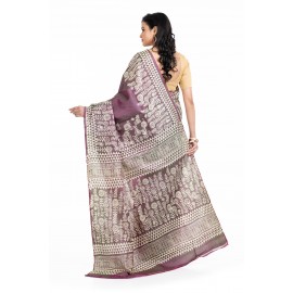 Tantuja Handloom Block Print Katan Silk Saree