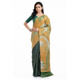 Tantuja Bengal Handloom Tussar Hand Batik Silk Sar..