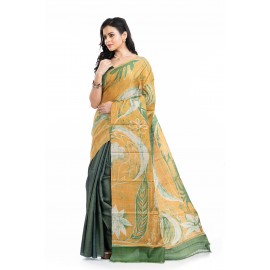 Tantuja Bengal Handloom Tussar Hand Batik Silk Saree