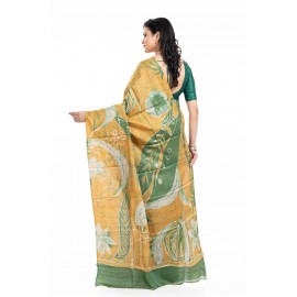 Tantuja Bengal Handloom Tussar Hand Batik Silk Saree