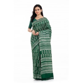 Tantuja Handloom Block Print Katan Silk Saree