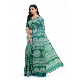 Tantuja Handloom Block Print Katan Silk Saree
