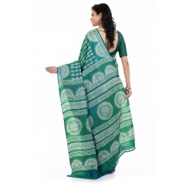 Tantuja Handloom Block Print Katan Silk Saree