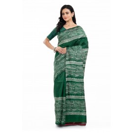 Tantuja Handloom Block Print Katan Silk Saree