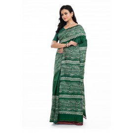 Tantuja Handloom Block Print Katan Silk Saree