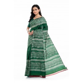 Tantuja Handloom Block Print Katan Silk Saree