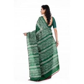 Tantuja Handloom Block Print Katan Silk Saree