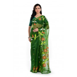 Tantuja Bengal Handloom Maslin Silk Jamdani Saree