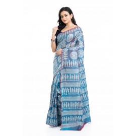Tantuja Handloom Block Print Katan Silk Saree