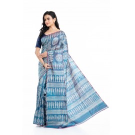 Tantuja Handloom Block Print Katan Silk Saree