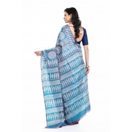 Tantuja Handloom Block Print Katan Silk Saree