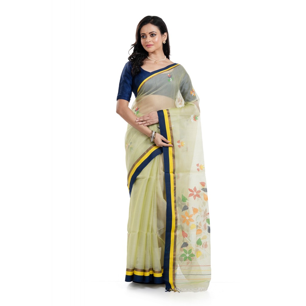 Tantuja Bengal Handloom Maslin Silk Jamdani Saree