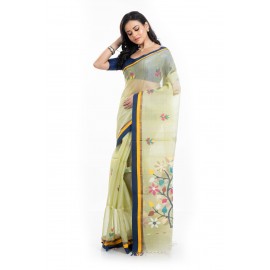 Tantuja Bengal Handloom Maslin Silk Jamdani Saree