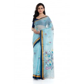 Tantuja Bengal Handloom Maslin Silk Jamdani Saree