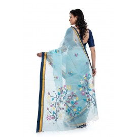 Tantuja Bengal Handloom Maslin Silk Jamdani Saree