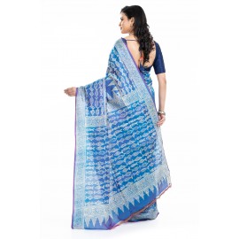 Tantuja Handloom Block Print Katan Silk Saree