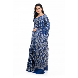 Tantuja Handloom Block Print Katan Silk Saree