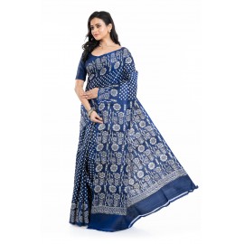 Tantuja Handloom Block Print Katan Silk Saree