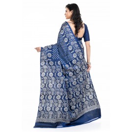 Tantuja Handloom Block Print Katan Silk Saree