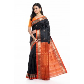 Tantuja Charcoal Black Garad Kanjivaram Silk Saree
