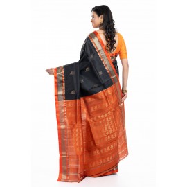 Tantuja Charcoal Black Garad Kanjivaram Silk Saree